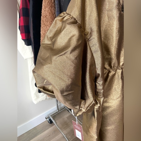 🔖 KIKA VARGAS x Target Women's Puff Sleeve Scallop Back Midi Dress - Gold - Picture 13 of 15